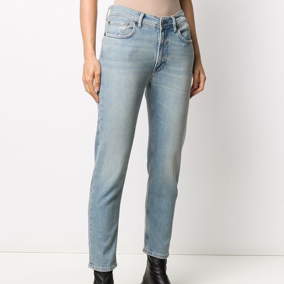 Acne Studios Melk Light Blue High Rise Slim Fit Crop Denim Jeans - Picture 5 of 16